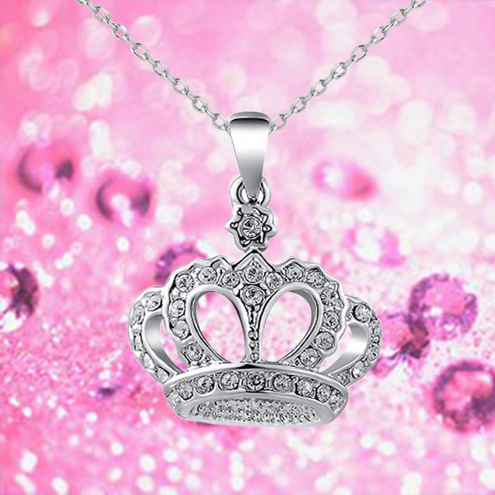 Elegant fashion crystal crown pendant long necklace sweater chain lover gift Elegant fashion crystal crown pendant long necklace sweater chain lover gift