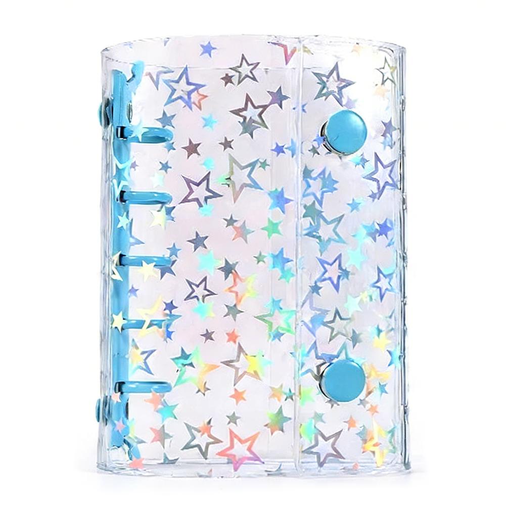

M5 Clear Glitter Star Mini Binder Notebook Diary Kawaii Hand Account Book DIY Postcard Collect Photo Album Stationery синий