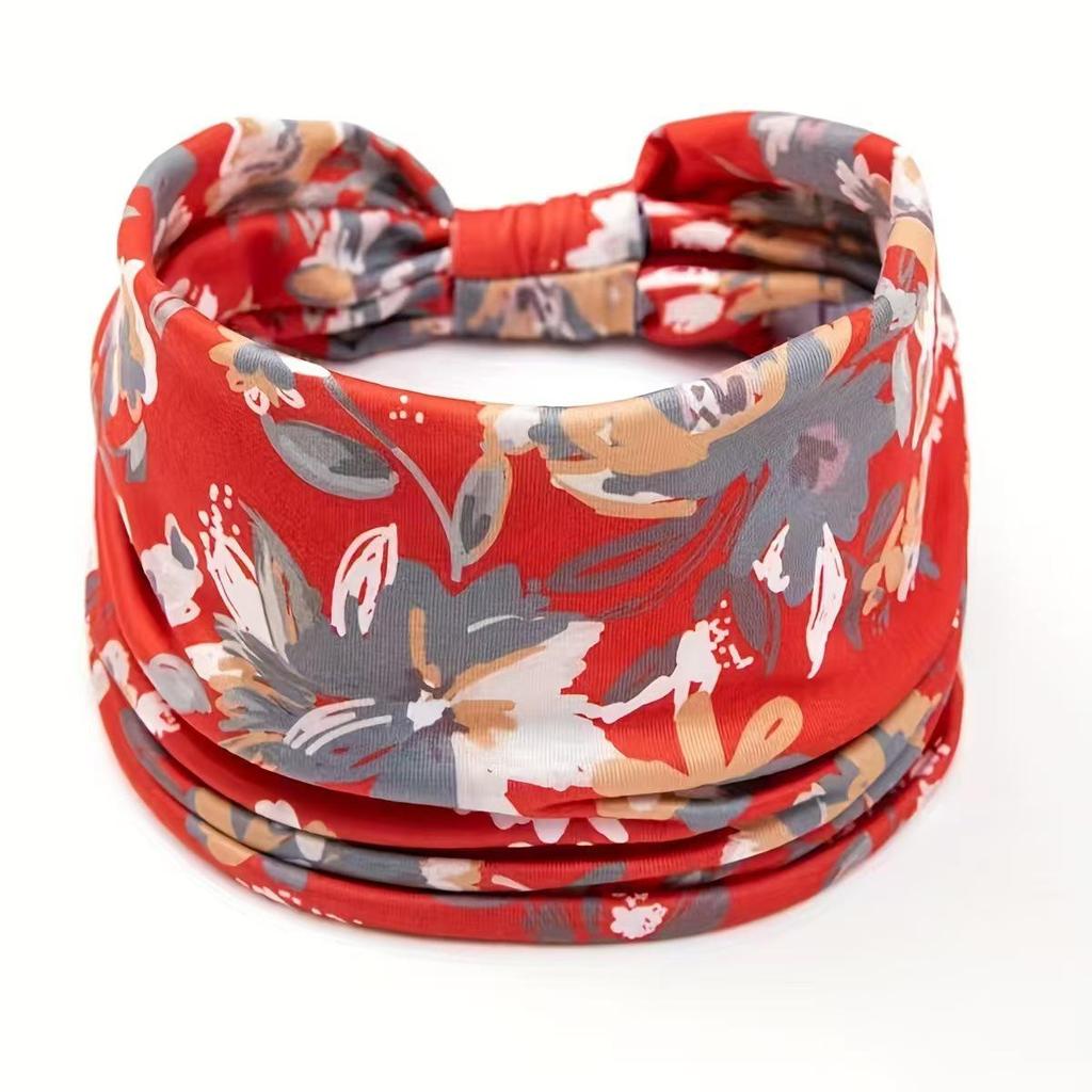 Women's Bohemian Cashew Yoga Headband - Sweat-Absorbing, Elastic Cotton Hair Accessory