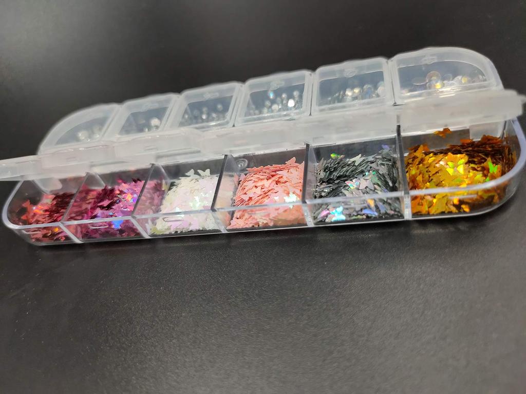 S.A.V.I 1PC. DIY Nail Art 12 Different Sequins Colorful Butterfly Paillette Glitter Style Manicure Flakes (Butterfly Love Series)