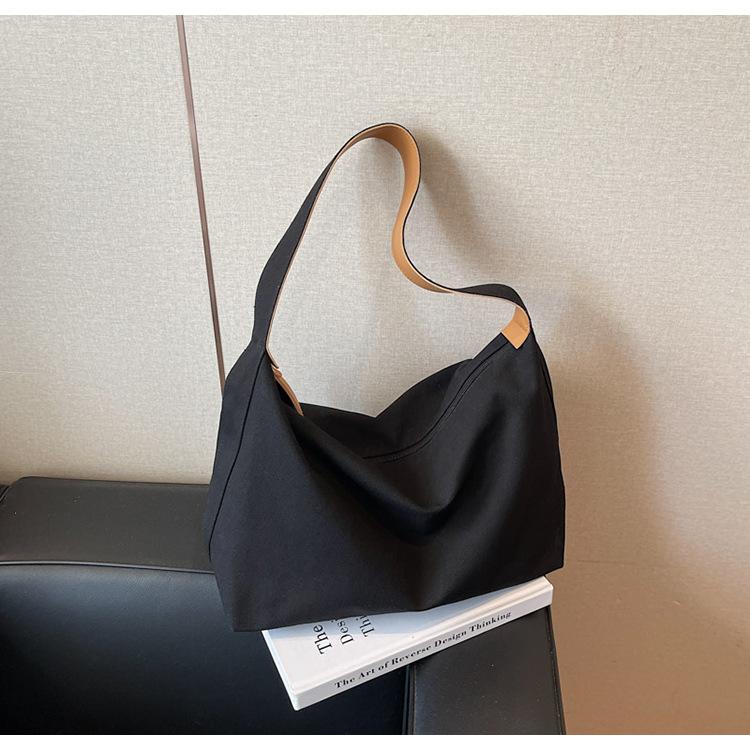 Canvas bag women's large-capacity new summer versatile simple shoulder bag casual college student tote bag