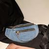 Versatile denim breast bag, simple satchel, literary and neutral, shoulder crossbody fanny pack, small square bag, light.