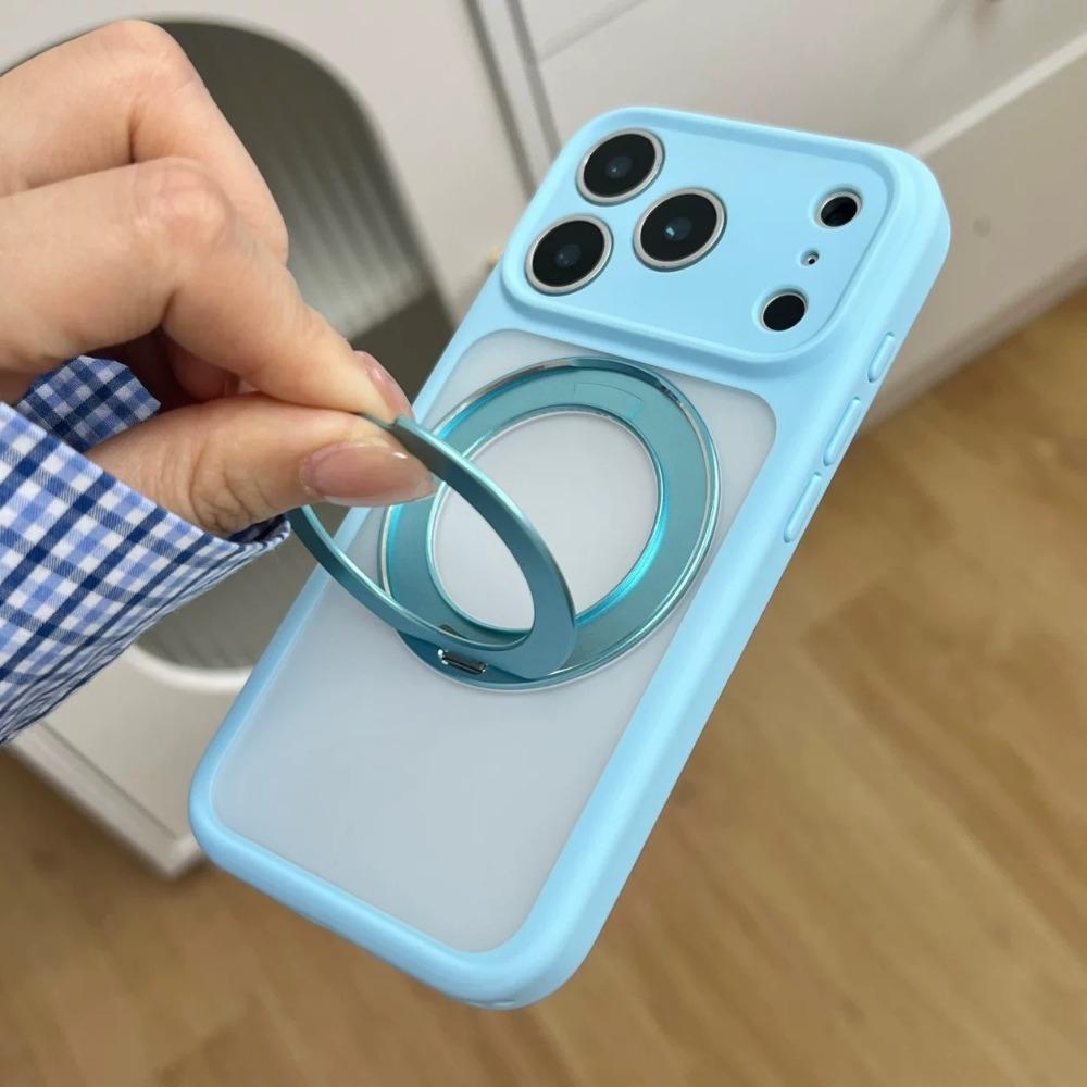 Candy Color 360° Rotating Bracket Magnetic Case for iPhone 17 16 Pro Max for Magsafe Lens Protection Translucent Matte Cover