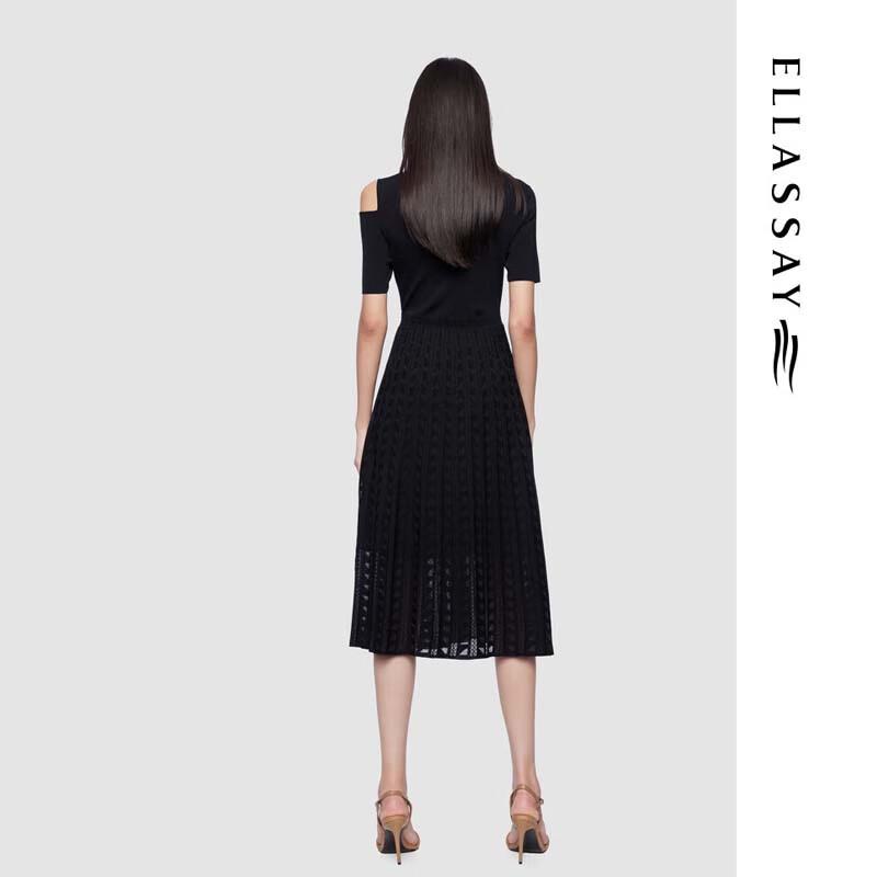 ELLASSAY Women's Off-Shoulder Asymmetric Deconstructed Mid-Length Dress