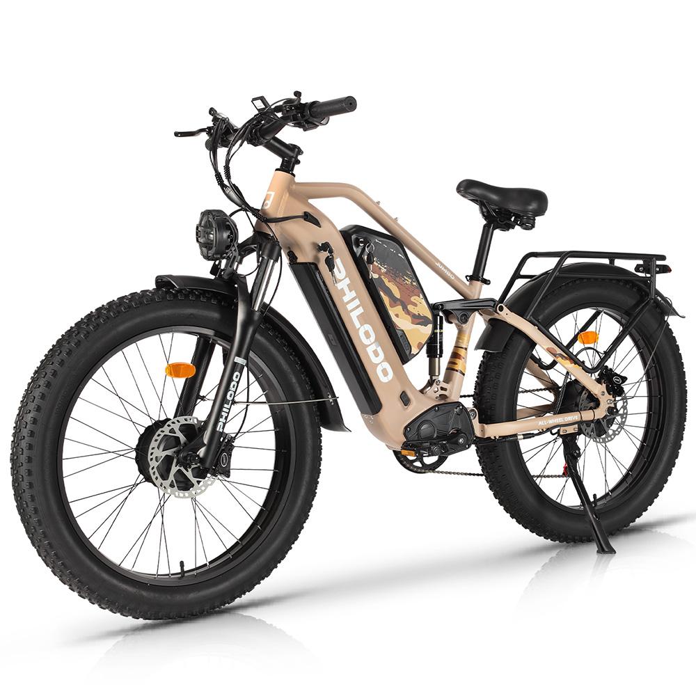 Philodo Jumbo Elektrické kolo 1500Wx2 Špičkový motor 26" Silné pneumatiky Celoodpružené Elektrické kolo Pro dospělé 48V 46AH LCD displej Maximální nosnost 150 kg