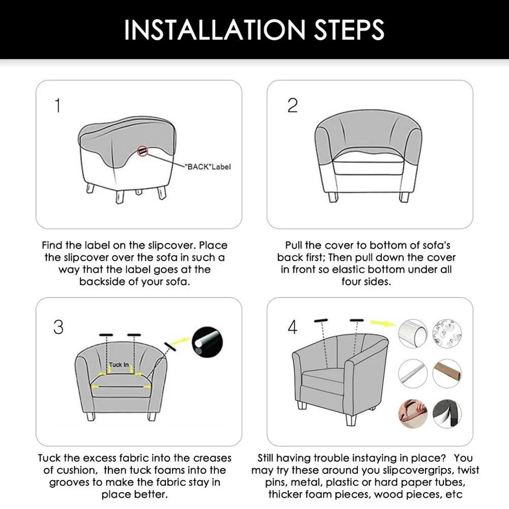 Tub Sofa Cover Stretch Sofa Club Chair Cover Elastic Study Printed  Armrest  Chair Cover for Bar