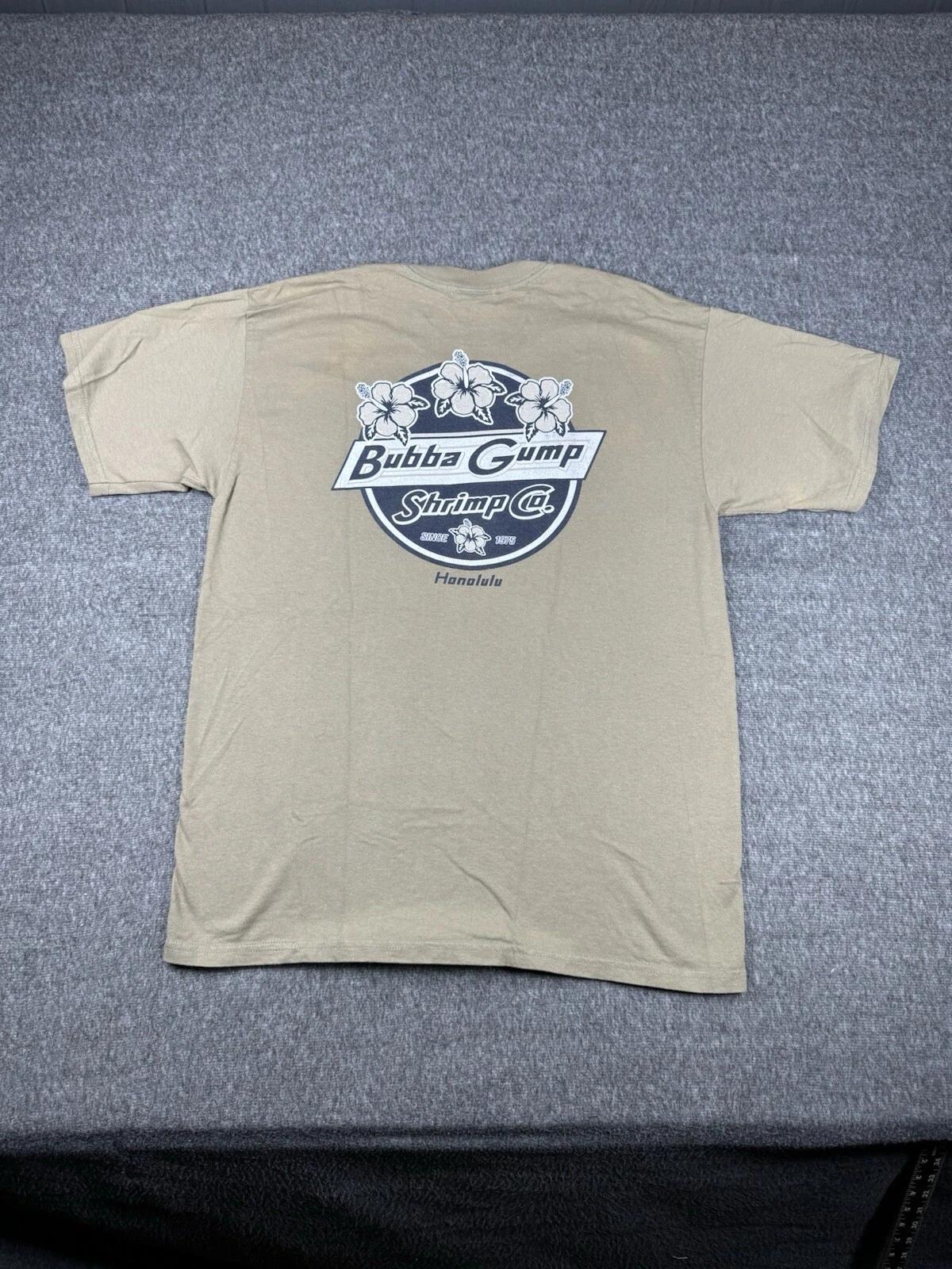 Bubba Gump Shrimp Co Mens T-Shirt L Brown Forrest Gump Cinema Y2k Crew Neck 4XL
