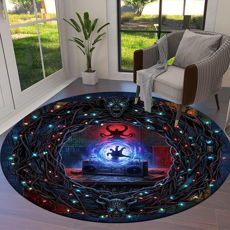 Vortex Crossing Gate Round Area Rug,Carpet Rug for Living Room Bedroom Sofa Playroom Decor,Non-slip Floor Mat