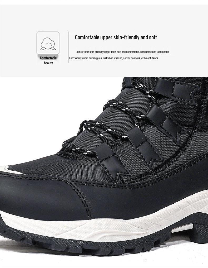 Women's High-Top Winter Snow Boots: Outdoor Travel Style, Plus Cotton, Combat Design, New for 2025.