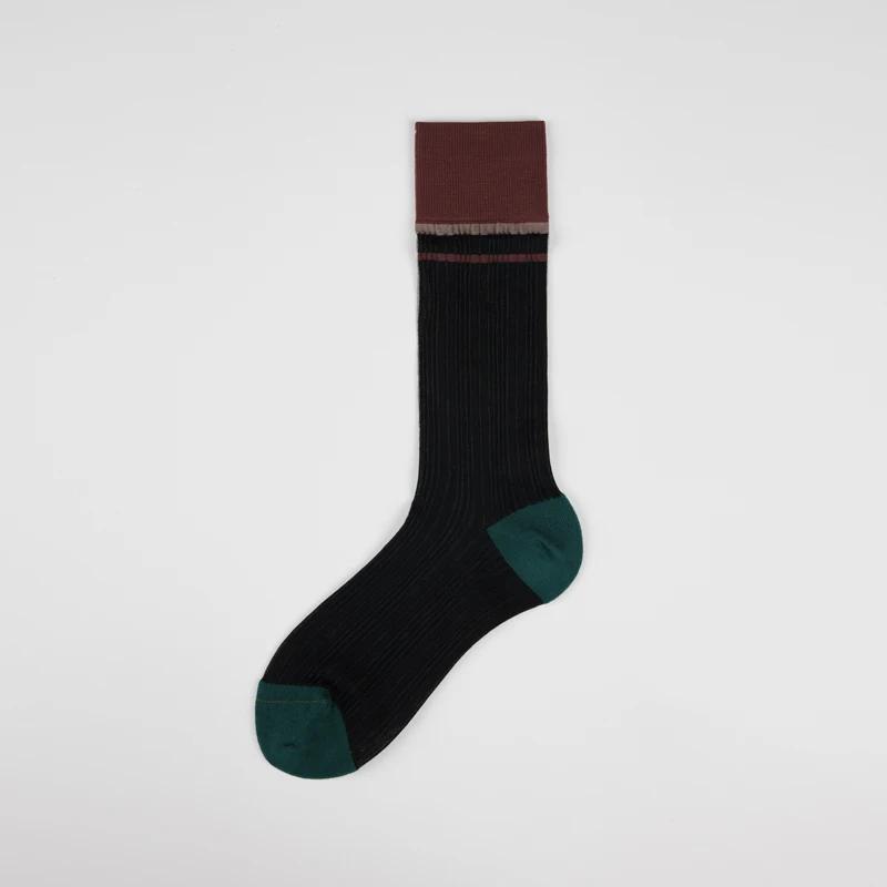 New Spring/Summer Women'S Mid Length Socks Vintage Thin Silk Socks Vertical Stripe Mid Leg Socks Sun Protection Long Stockings
