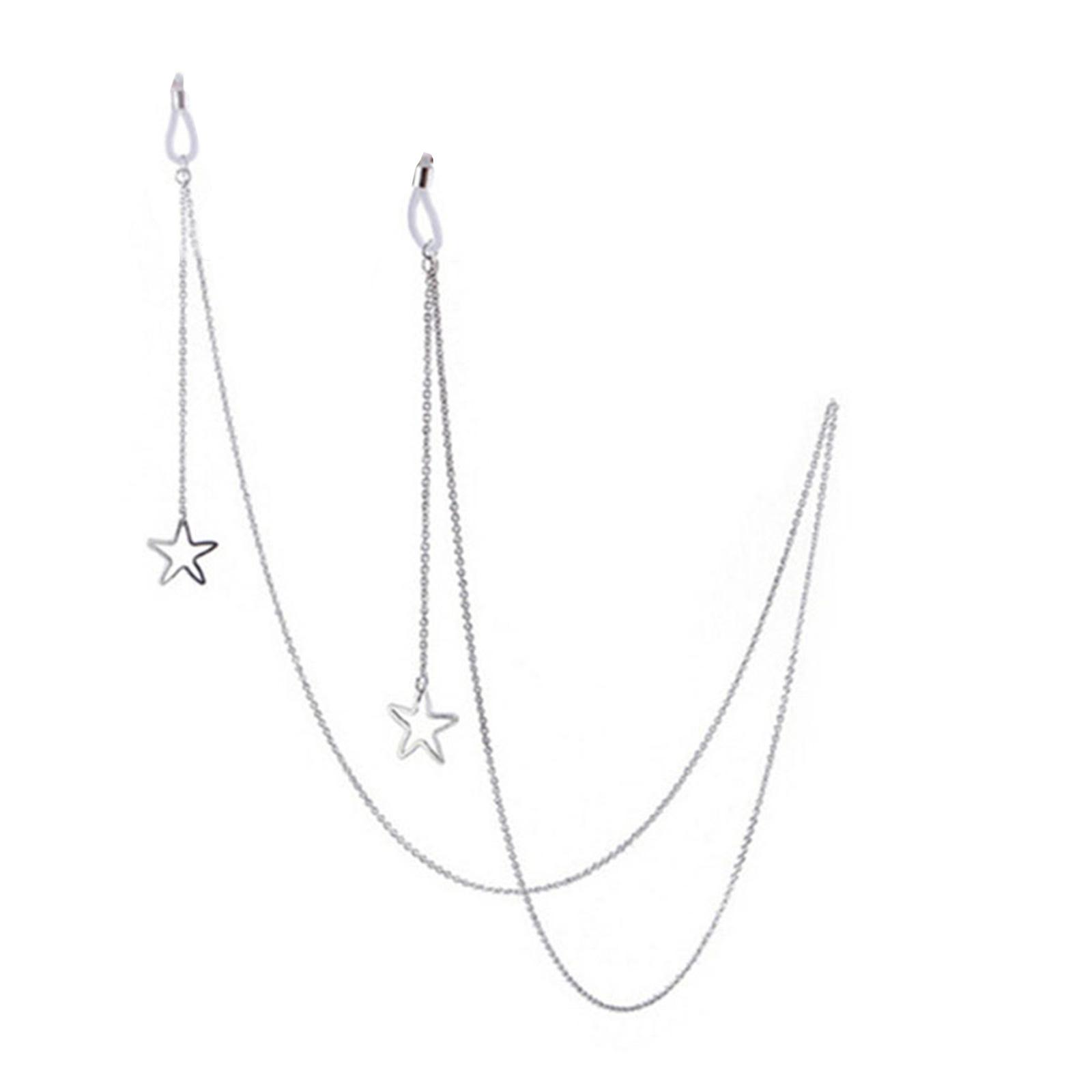 

Художественная цепочка для очков со звездами Элегантная противоскользящая цепочка для очков Модная цепочка для очков для женщин и студентов серебряный