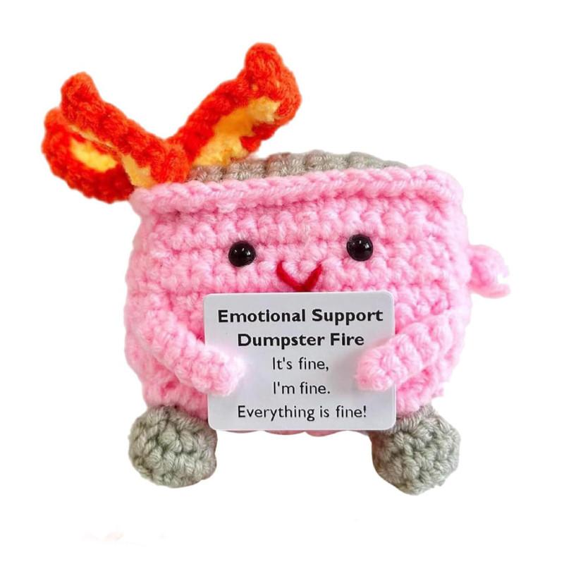 Adorable Handcrafted Crochet Emotion Support Plush Garbage Bin Decorative Figure Gift In Vibrant Colors For Modern Home Decor