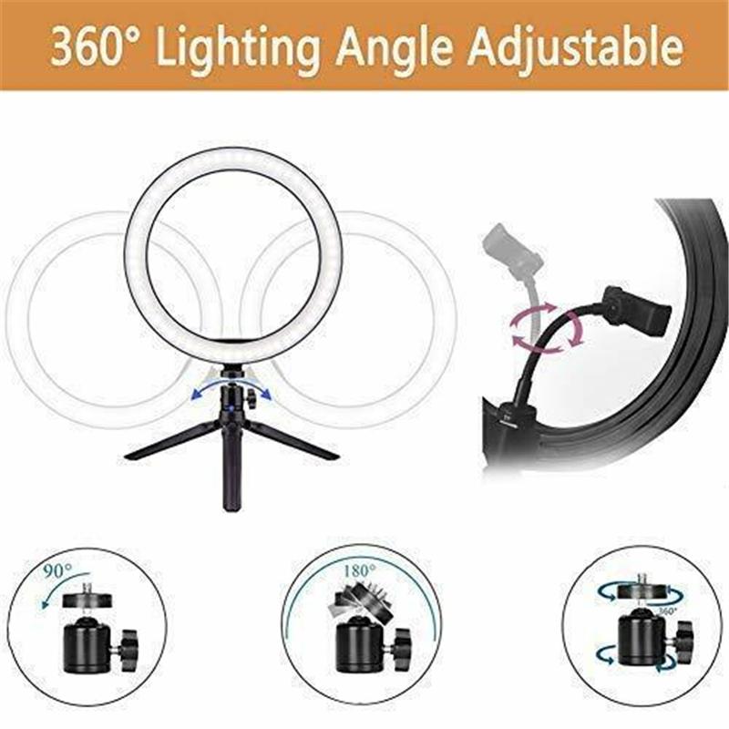 10 Inch Mini Selfie Ring Light Desktop LED Lamp Video Light With Tripod For YouTuber Photo Photography Studio