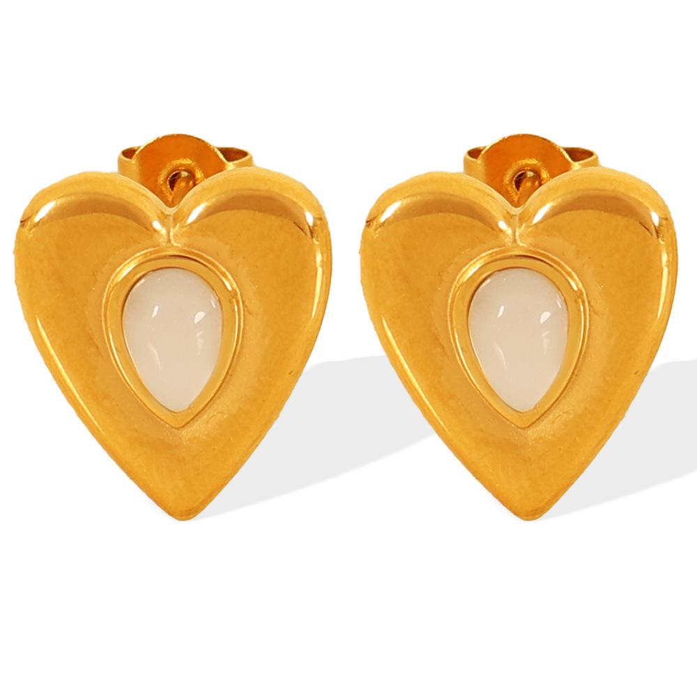 Korean Love Pendant Item Stud Earrings Necklace Women'S Collarbone Chain Niche Design Set