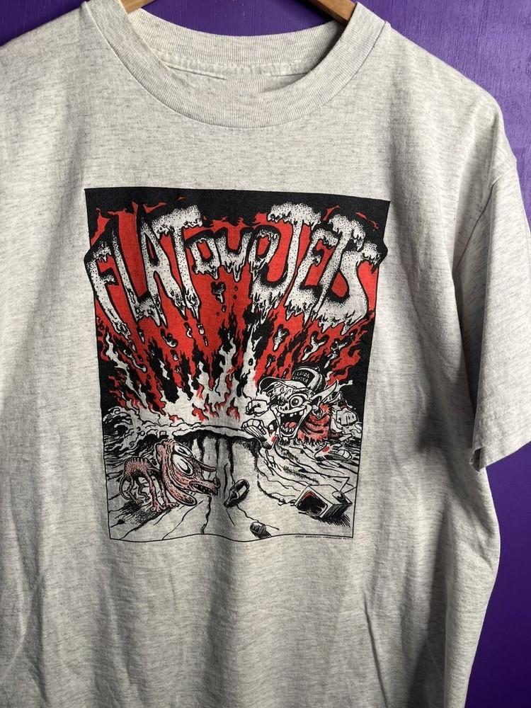 1992 Flat jets duo rock band t-shirt gray color all size cotton Unisex T-Shirt XL
