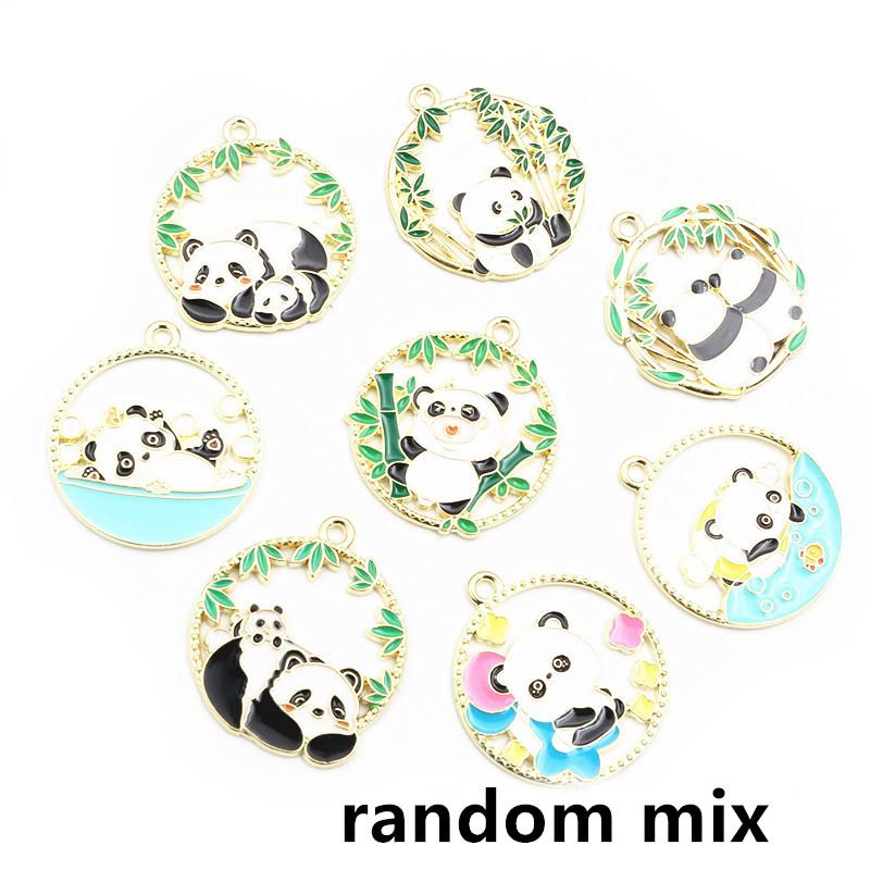 10pcs Enamel Animal Panda Skull Butterfly Charms Pendant Alloy Metal DIY Jewelry Making Accessories for Earrings Necklace