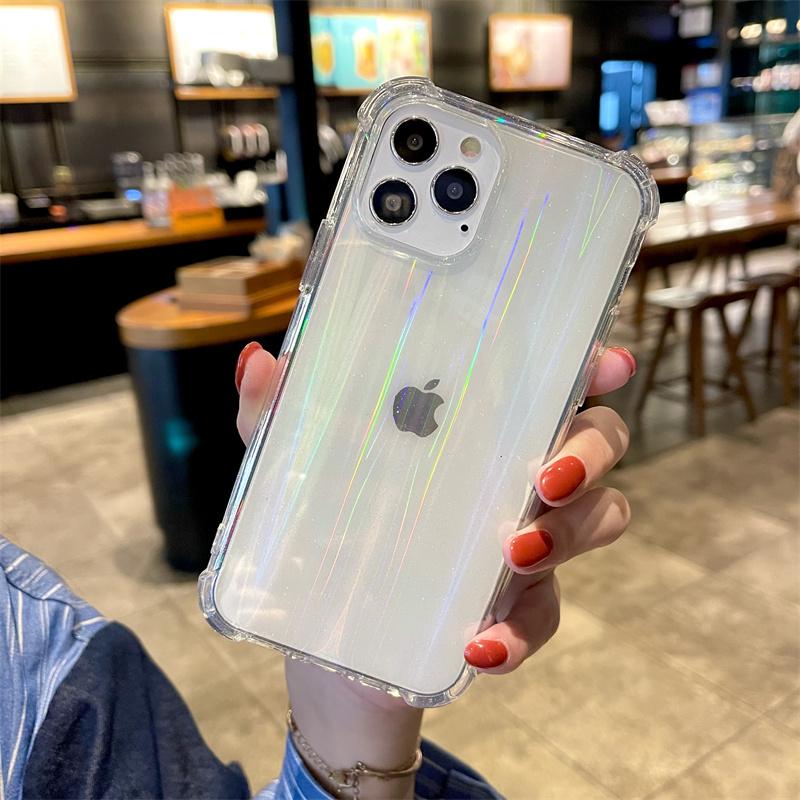 Capa de telefone transparente à prova de choque a laser para iPhone 14 13 12 Pro Max Xs Max Xr TPU Capa de telefone transparente a laser para iPhone 14 Pro Max