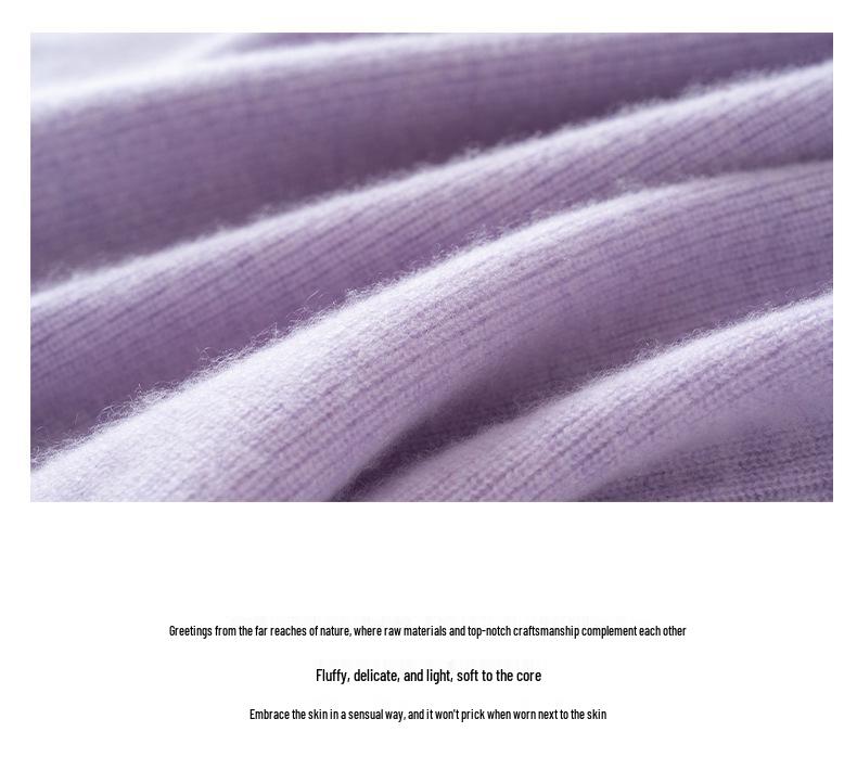 Women's V-Neck Cashmere Sweater - Loose Fit, Solid Color, Thick Knit for Autumn