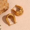 Elegant Double U Shaped Hoop Earrings for Women Waterproof Titaniums Steel Jewelry Gifts With 18K Gold Plating