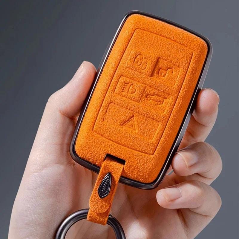 Aluminium Alloy Leather Car Key Case Cover For Land Rover Range Rover Sport Evoque Discovery 3 4 5 For Jaguar Xe Xf Xj F Pace