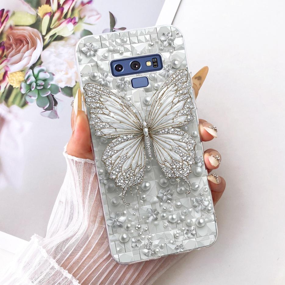 For Samsung Galaxy Note 9 Case SM-N960F Luxury Flower Butterfly Painted Cover Soft Slim Phone Case For Samsung Note 9 Note9 Bags