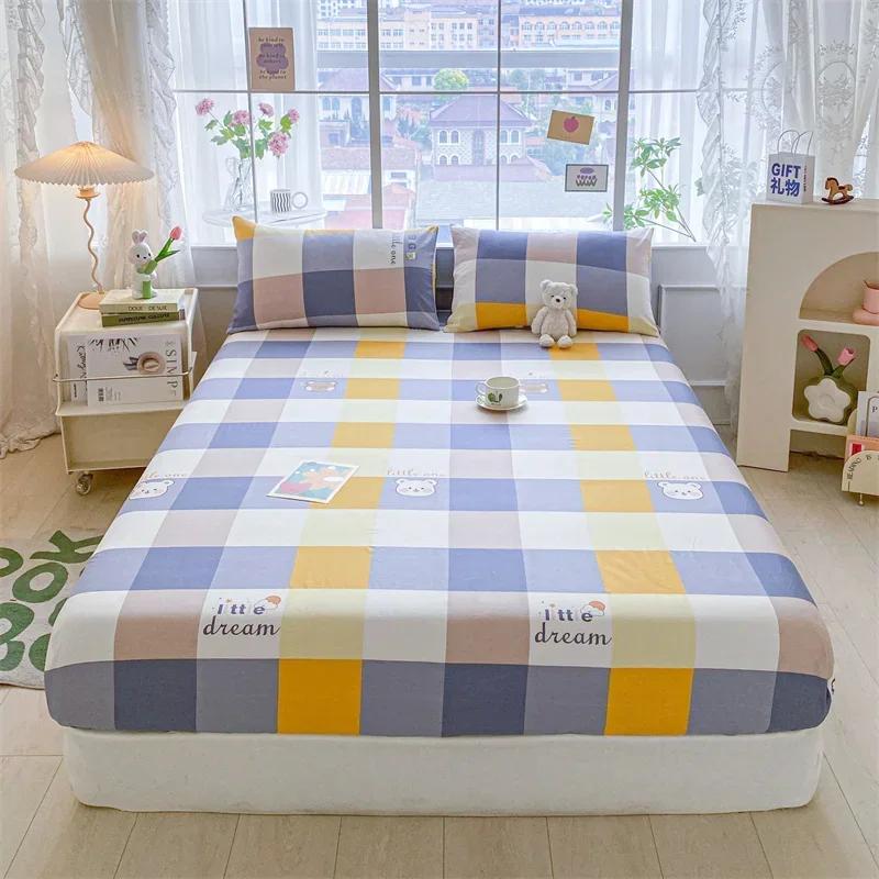 

Kawaii Bear and Rabbits Printed Fitted Sheet Set Pure Cotton Cartoon Animals Mattress Cover for Kids Boys Girls Bedroom Decor 90x200x25cm 3pcs