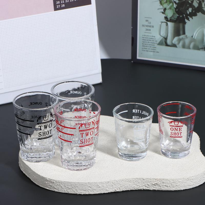 45/60Ml Thickened Glass Measuring Cups With Measurement Marks Perfect For Coffee Brewing Cocktail Mixing Home Bar Appliances