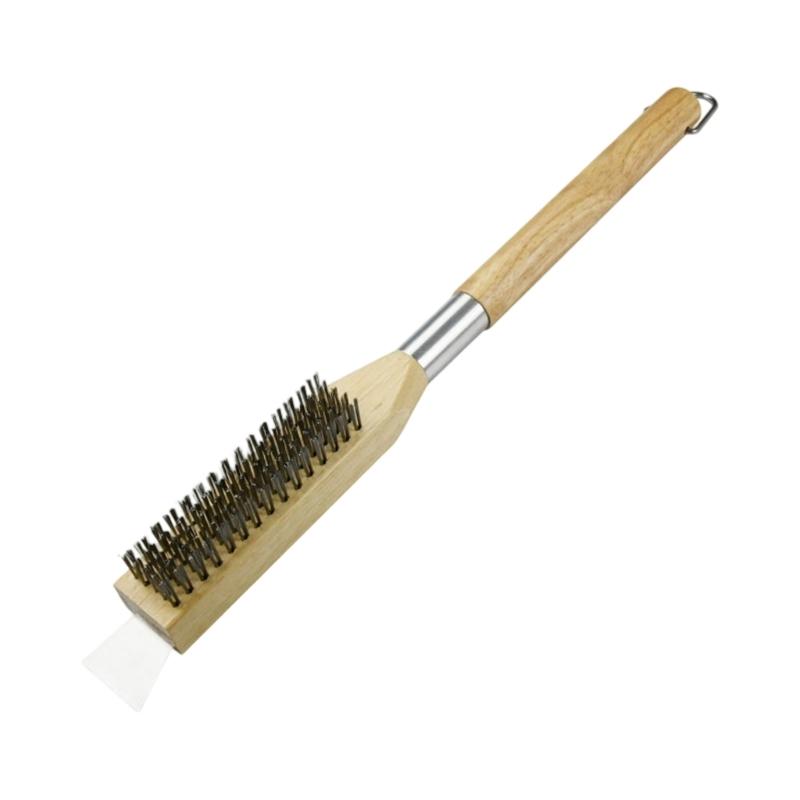 

Heavy Duty Pizza Stone Brush Pizza Oven Scrubber with Removable Steel Bristles Head And Comfortable Grip Wooden Handle S