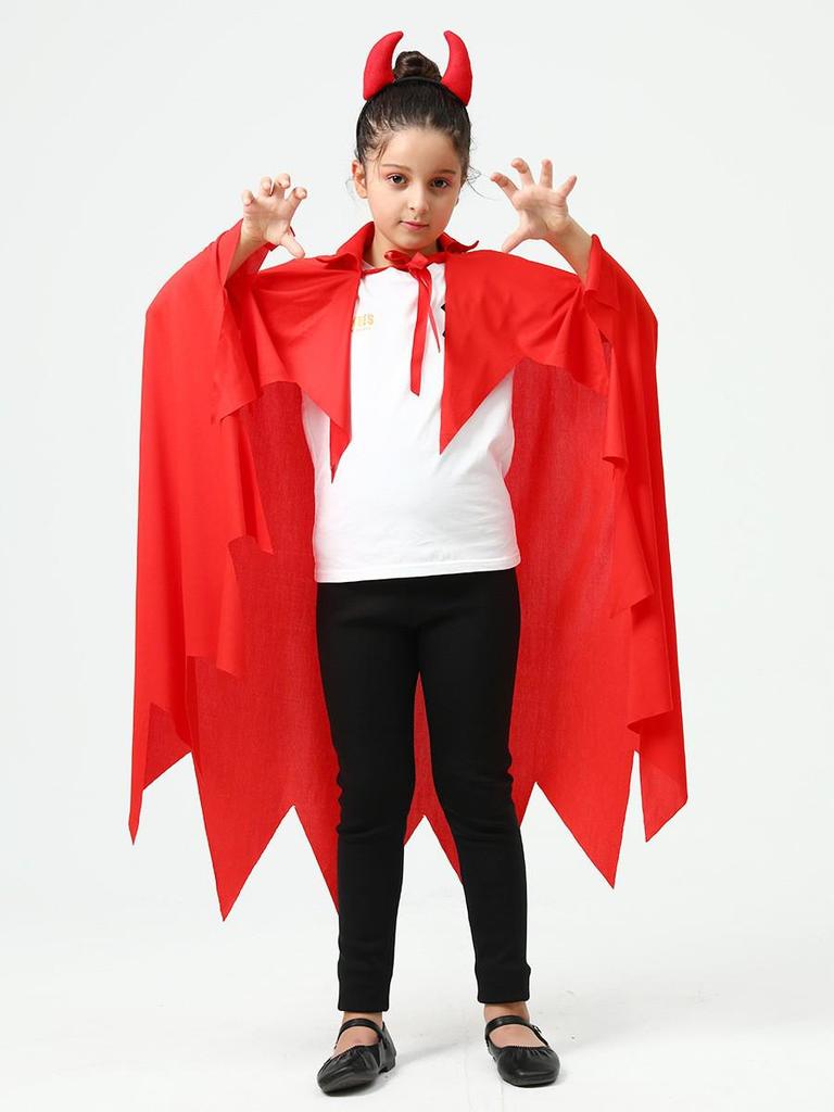 Red Devil Horn Halloween Cosplay Cloak - Unisex Cape In Stock