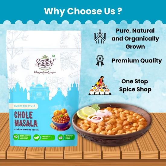 Saatyaki Naturals Amritsari Chole Masala -200gm| Authentic North Indian Spice blend for Chana Masala, Chole Bhature, Chole Kulche| Homemade Style