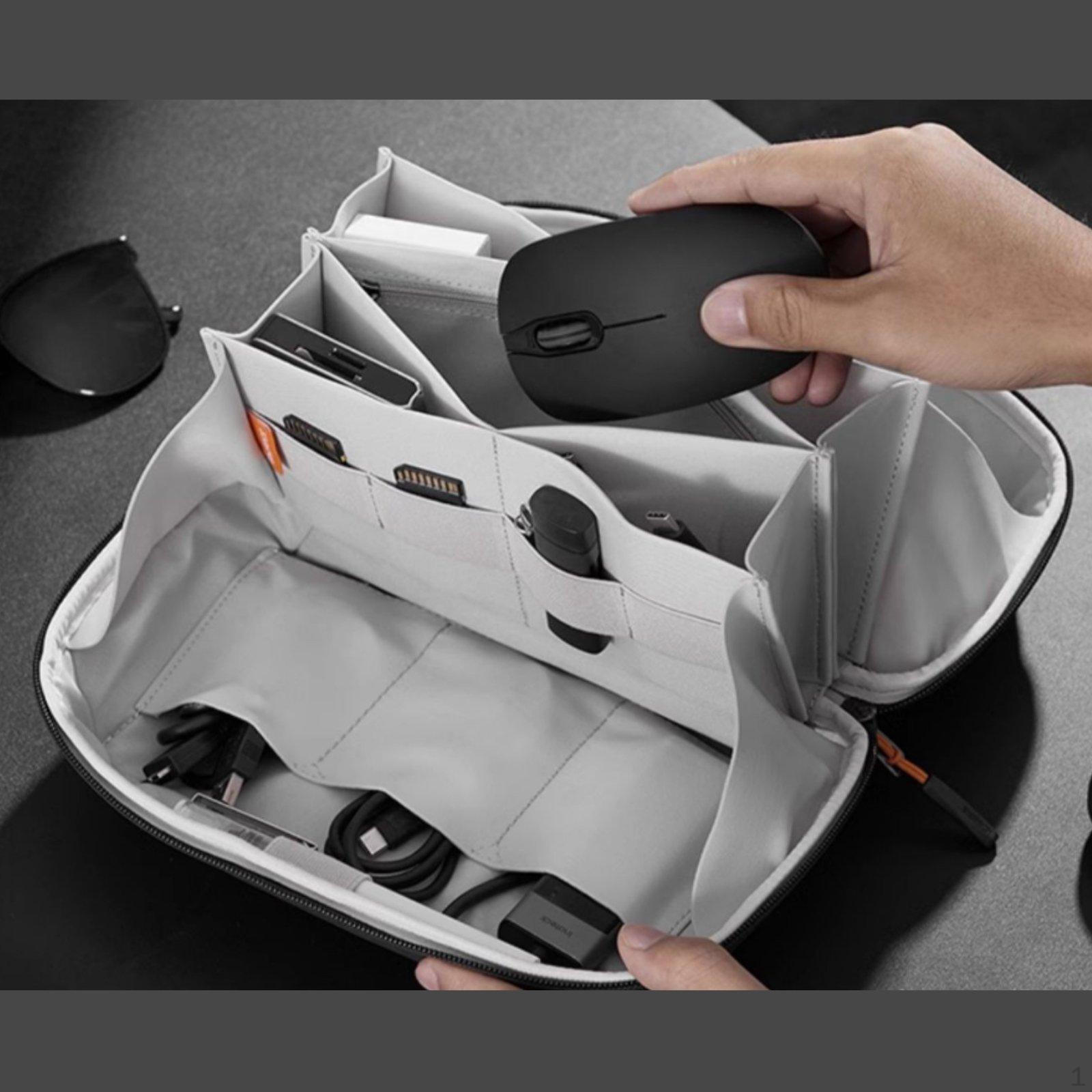 Data Cable Storage Bag Carry Case Multipurpose 180° Full Opening Smooth Zipper Stylish Large чёрный