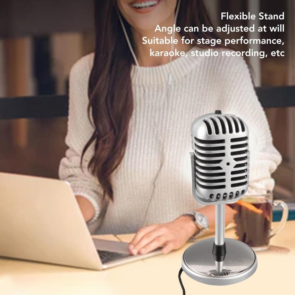 Classic Vintage Microphone Clear Sound Wired Microphone Retro Condenser Mic Karaoke