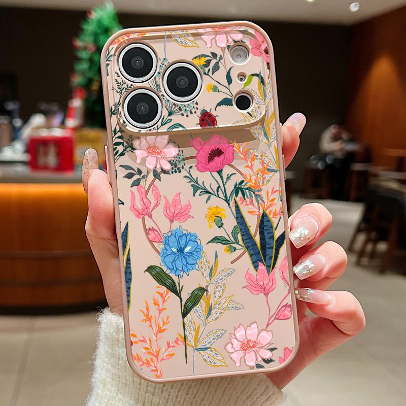 White Flower Pattern Case For iPhone 17 Pro Max Hybrid TPU+PC Magnetic For Magsafe Matte Cover For iPhone 16 Pro Max 15 14 13