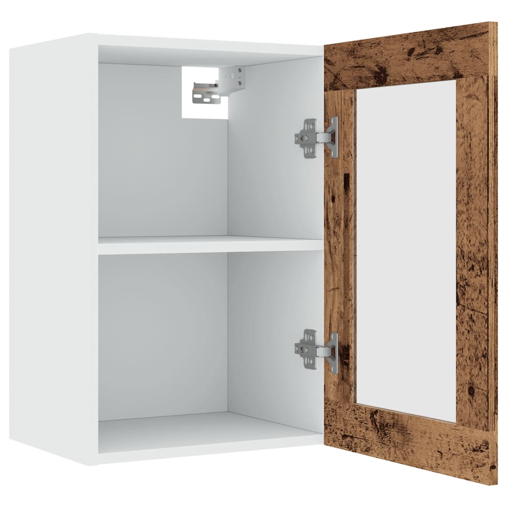 Lyon Wall Mounted Cabinet with Glass Door Vintage Wood Effect 40 x 31 x 60 cm Particleboard