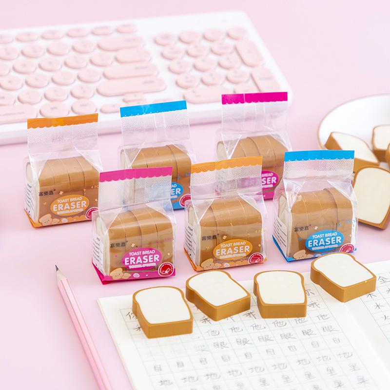 Korean Toast Slice Cartoon Eraser - Large, Clean, Cute Stationery Gift for Students