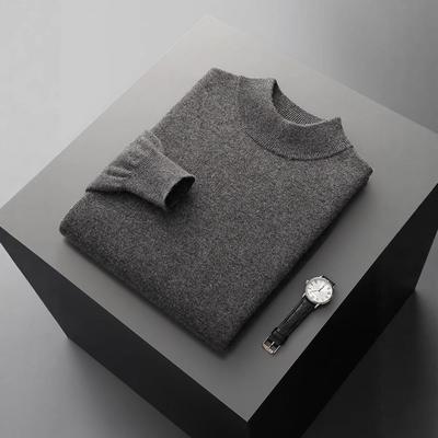 Pull Semi-Col Montant en Pure Laine pour Homme - Collection Automne/Hiver: Pull coupe slim, couleur unie