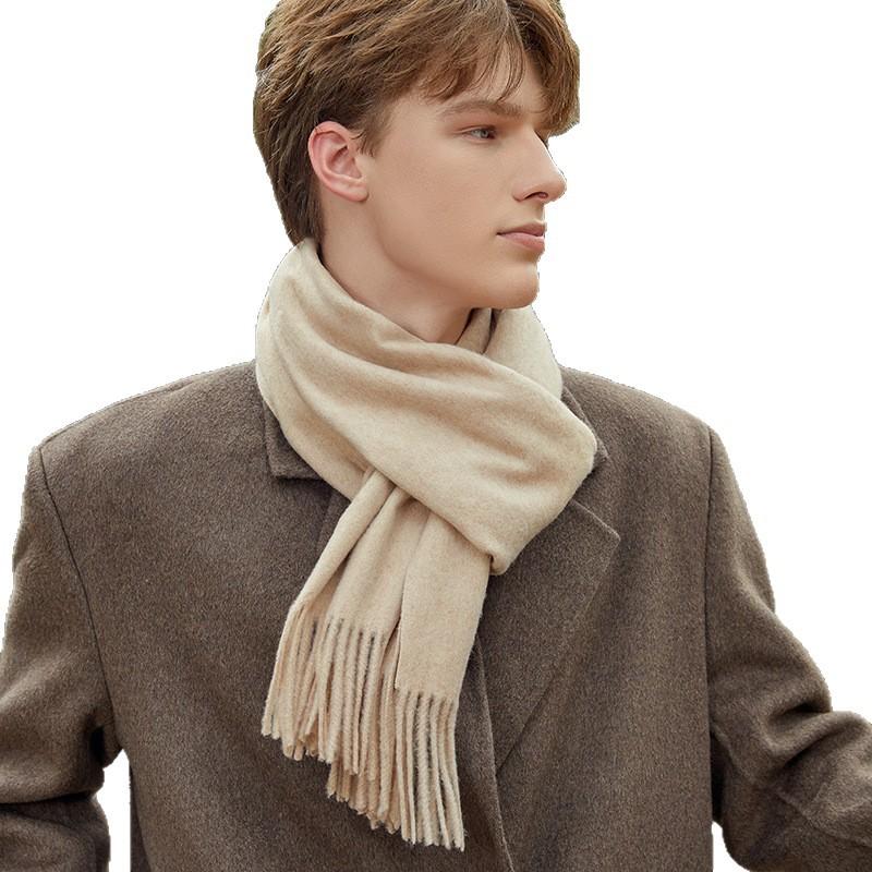 Men's Solid Color Scarf Autumn and Winter New Versatile Wool Scarf Korean Atmosphere Cashmere Scarf Women's Winter Warmth
