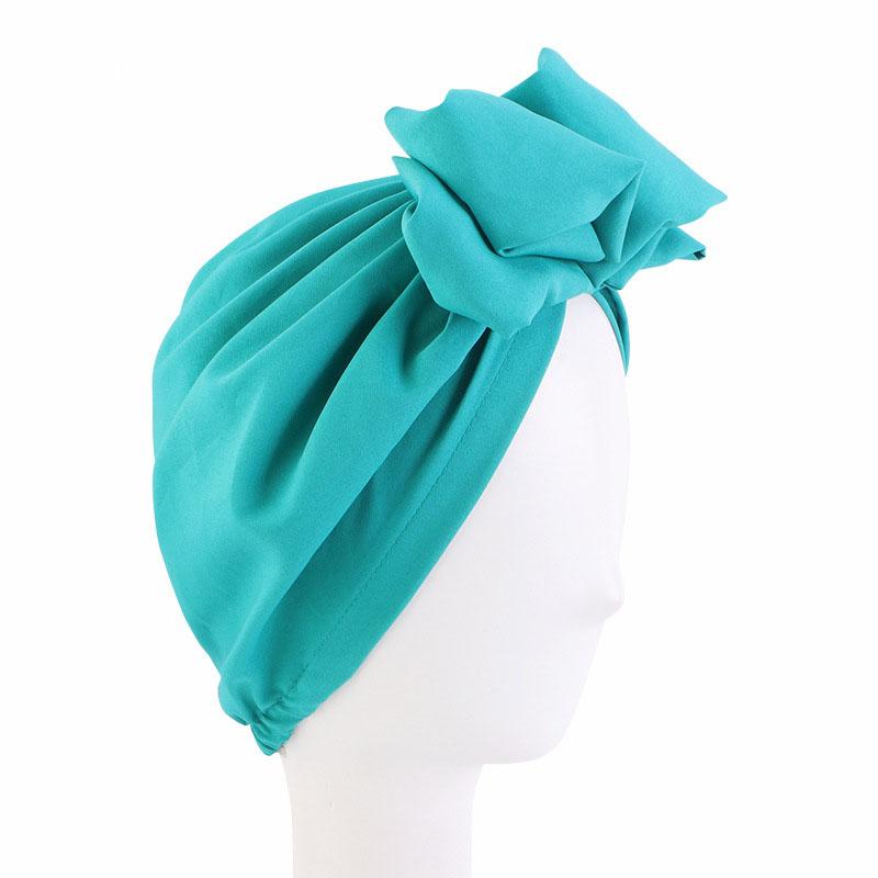 Women Bowknot Turban Elastic Beanies Pleated Chemo Cap Hijab Muslim Headwear Stretch Hair Loss Head Cover Scarf Wrap Bonnet Hat