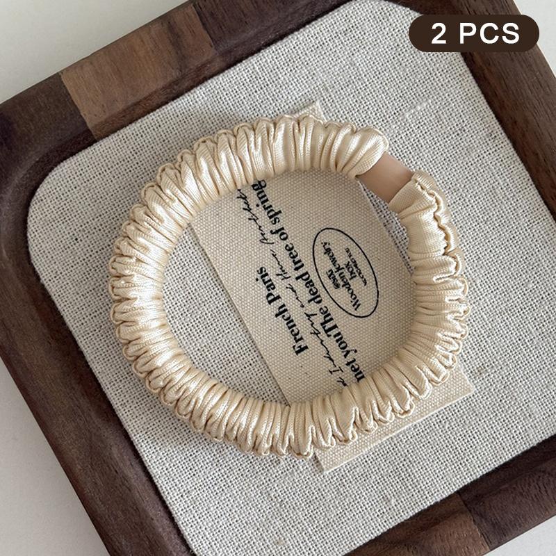 

2 шт. Эластичная шелковая резинка для волос для женщин однотонная атласная резинка для волос для девочек черная шелковая резинка для волос белая