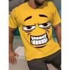 Men's Summer Plus Size Comfortable Casual 3D Unique Expression Printed T-shirt- Soft Medium Stretch Polyester Fabric Summer Mens Relaxed Fit Clothing