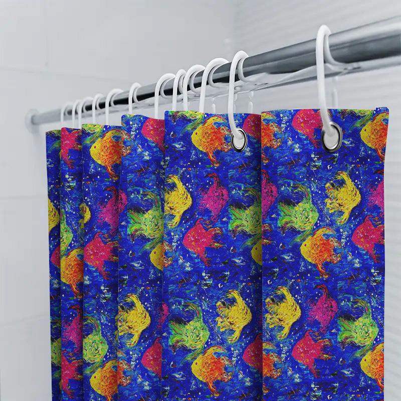 Modern Bathroom Shower Curtain With Geometric Design Easy Installation For Home Decor Bath Accessories