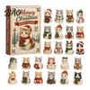 Cat Countdown Calendar Christmas Advent Calendar, 24 Day with Cute Ornaments, Festive Room Decor 2D Acrylic Kitty Holiday Decorations, Gift for Kids,