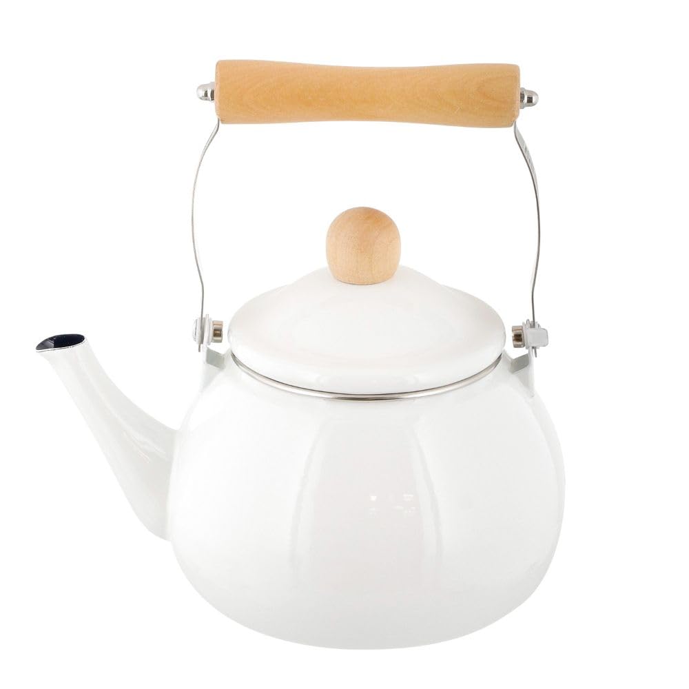 Bestco Gas Fire Bran Kettle, Enamel, 1.8L, IH, Compatible, White, NQ-0255,