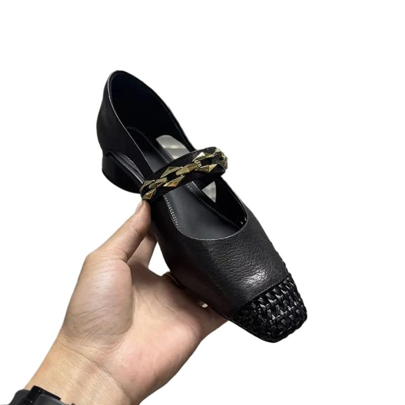 Mode 2025 Damenschuhe Flache Damen High Heels Mode Metalldekoration Büro und Karriere Neu Eckige Zehen Bestseller High Heels