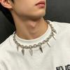 Goth Punk Rivet Tassel Pendant Choker Necklace for Men Women Sliver Color Stainless Steel Chain Collar Y2K Hip Hop Party Jewelry