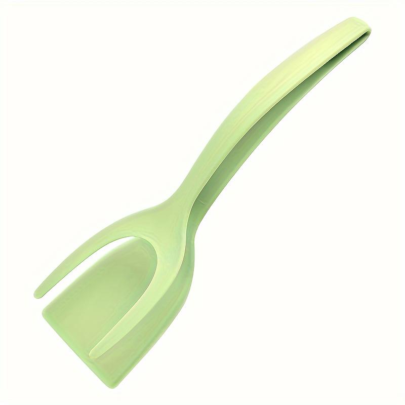 

1pc 2 In 1 Shovel Clip – Silicone Grip Flip Tongs, Egg Steak Spatula & Pancake Turner – Cooking Tool for Kitchen, Non-Stick Safe зелений