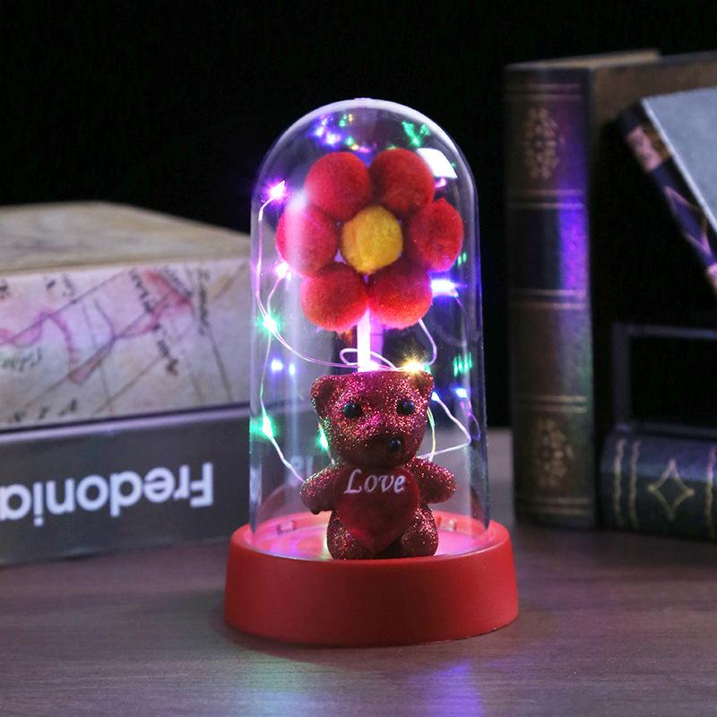 Bear bouquet ornament Valentine's Day gift Qixi Festival holiday gift desktop decoration ornament eternal flower night light