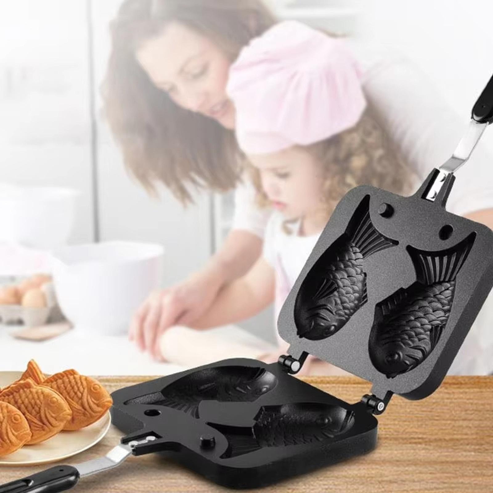 Non-Stick Taiyaki Mold Double Sided Fish Pan Home Gas Stove Baking Tray one size чёрный