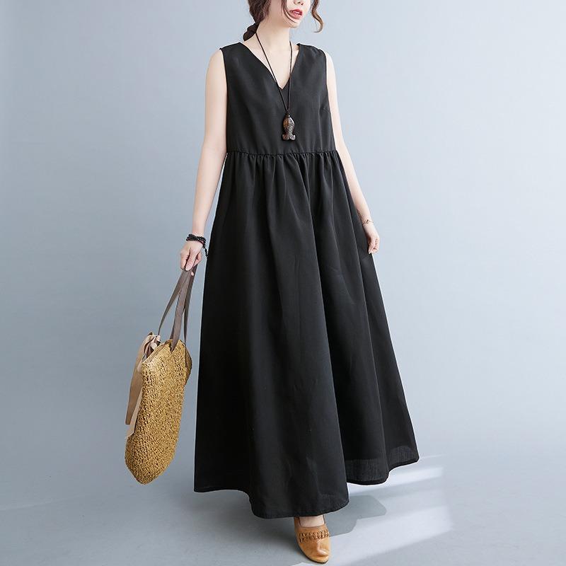 Women's Full-length Sleeveless V-neck Sundress