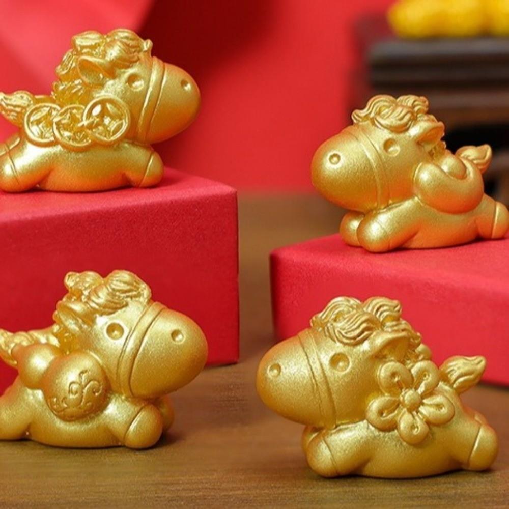 Resin Material Zodiac Horse Decorations DIY Decorations Golden Horse Ornament  Home Decor